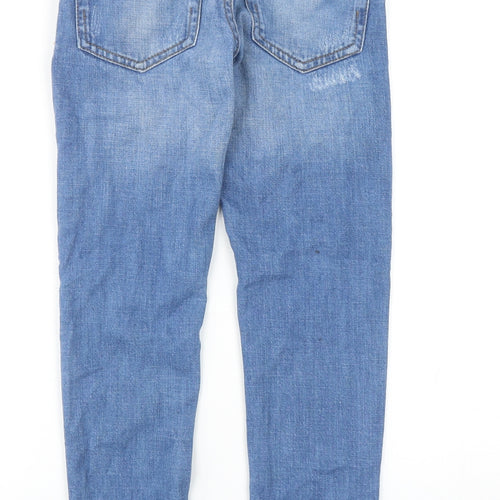 NEXT Boys Blue Cotton Skinny Jeans Size 8 Years Regular Zip - Distressed