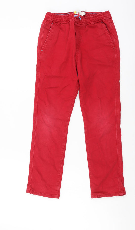 Boden Girls Red Cotton Chino Trousers Size 8 Years Regular Drawstring