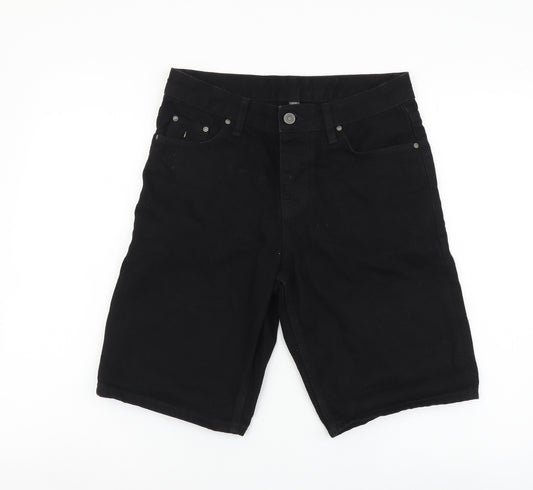 ASOS Mens Black Cotton Bermuda Shorts Size 28 in L10 in Regular Button