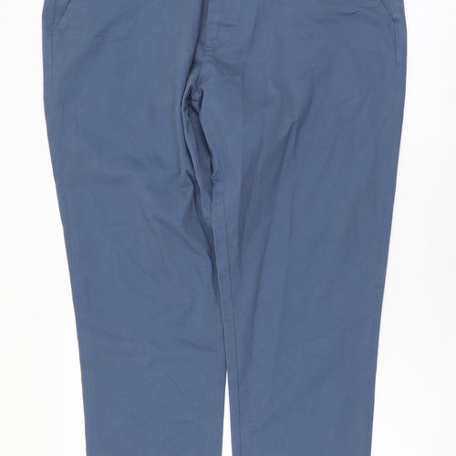 Easy Mens Blue Cotton Cargo Trousers Size 38 in L28 in Regular Button