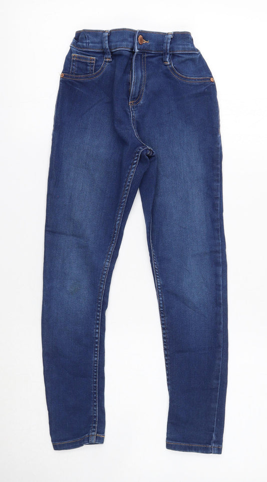 F&F Girls Blue Cotton Skinny Jeans Size 9-10 Years Regular Button