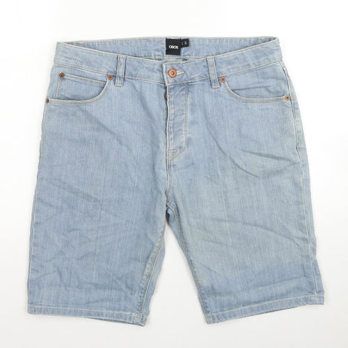ASOS Mens Blue Cotton Bermuda Shorts Size 32 in Regular Zip