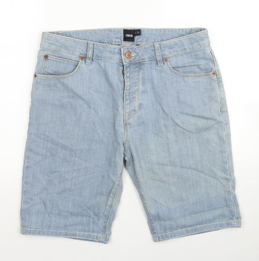 ASOS Mens Blue Cotton Bermuda Shorts Size 32 in Regular Zip