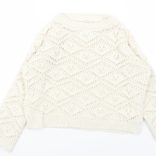 Primark Girls White Geometric Polyester Pullover Sweatshirt Size 8-9 Years Pullover