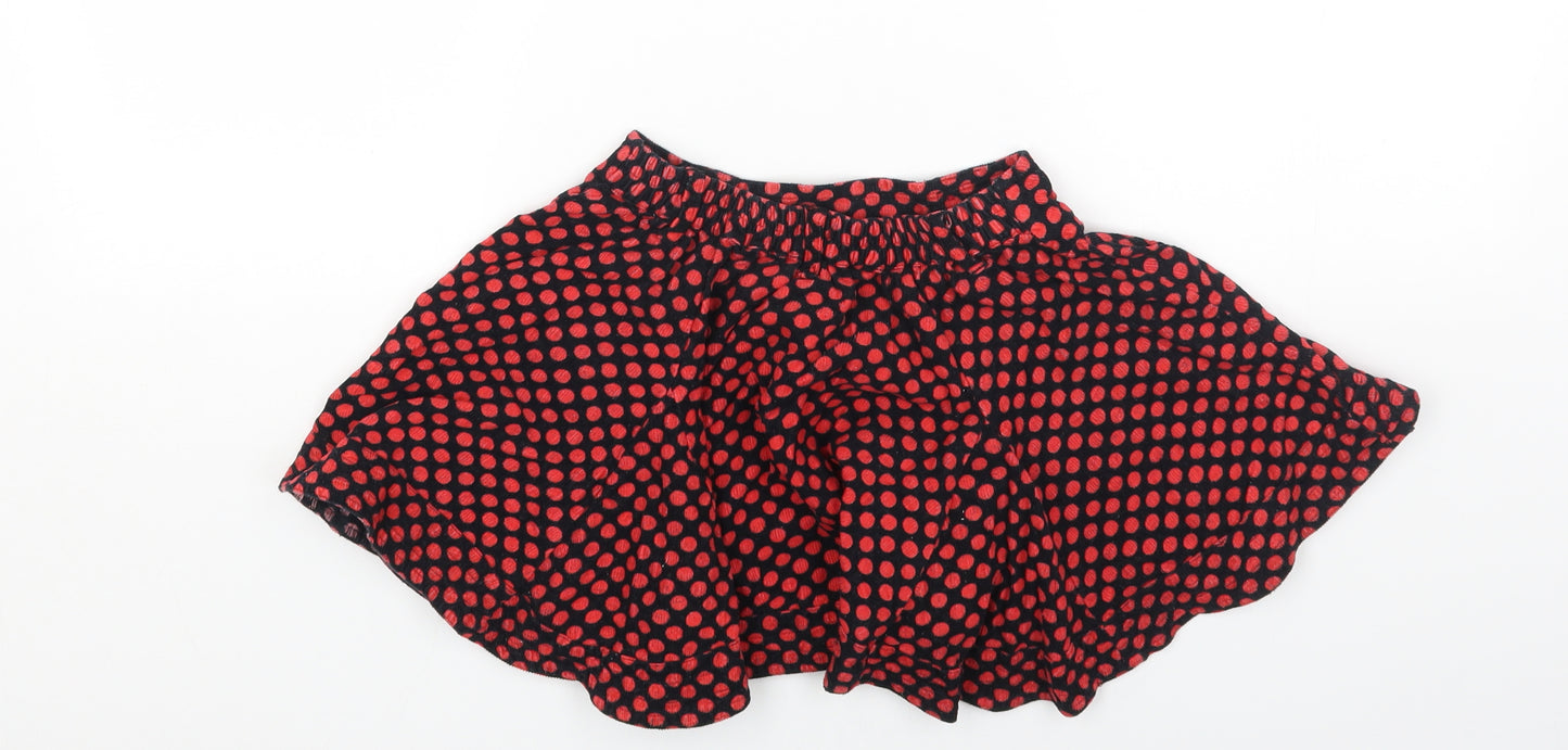 Preworn Girls Red Polka Dot Cotton A-Line Skirt Size 6 Years Regular Pull On