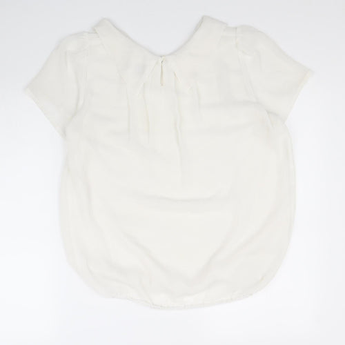 Roman Originals Womens White Polyester Basic Blouse Size 14 Round Neck