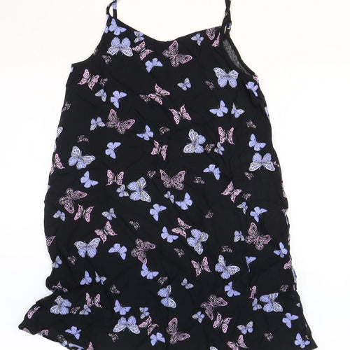 George Girls Black Geometric Viscose A-Line Size 12-13 Years V-Neck - Butterfly