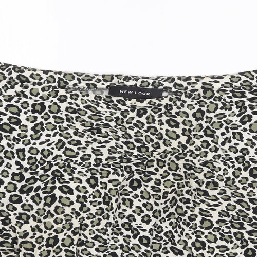 New Look Womens Green Animal Print Viscose Basic Blouse Size 12 Off the Shoulder - Leopard Print Bardot