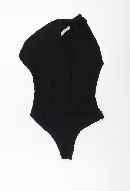 Zara Womens Black Polyester Bodysuit One-Piece Size XS Snap