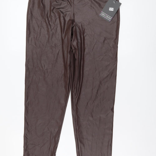 Girls On Film Womens Brown Polyester Jogger Leggings Size S L28 in