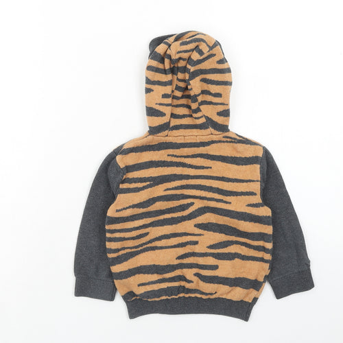 NEXT Boys Orange Animal Print Cotton Pullover Hoodie Size 2 Years Pullover - Tiger