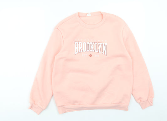SheIn Girls Pink Polyester Pullover Sweatshirt Size 11-12 Years Pullover - Brooklyn