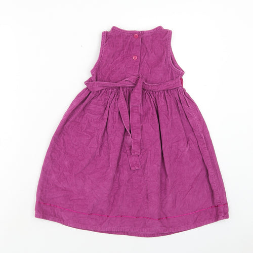 BHS Girls Purple Cotton A-Line Size 3XL Round Neck Button