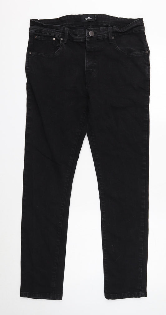 Firetrap Mens Black Cotton Skinny Jeans Size 34 in Regular Button