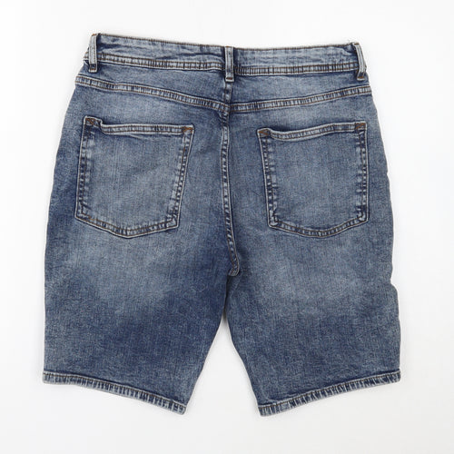Denim & Co. Mens Blue Cotton Bermuda Shorts Size 30 in Slim Button