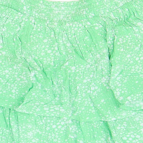 Marks and Spencer Girls Green Floral Viscose A-Line Skirt Size 12-13 Years Regular