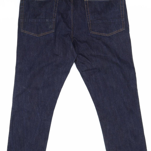 Preworn Mens Blue Cotton Straight Jeans Size 38 in Slim Zip