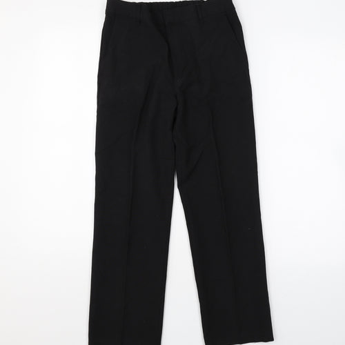 Marks and Spencer Boys Black Cotton Carrot Trousers Size 10-11 Years Regular Zip