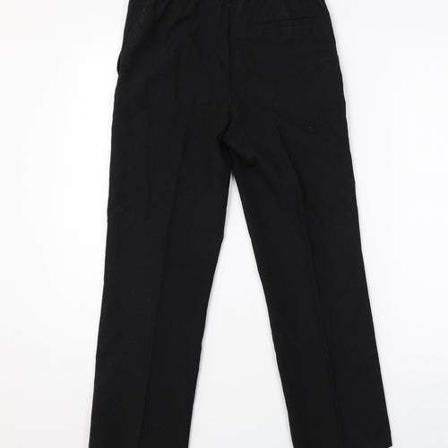 Marks and Spencer Boys Black Cotton Carrot Trousers Size 10-11 Years Regular Zip