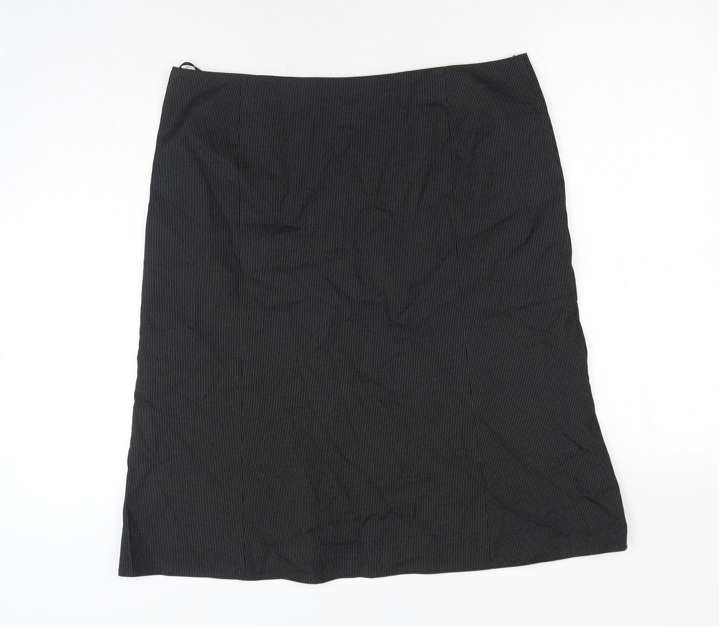 s.Oliver Womens Black Striped Polyester Mini Skirt Size 14 Zip