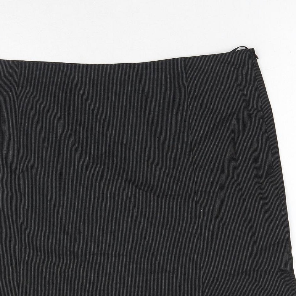 s.Oliver Womens Black Striped Polyester Mini Skirt Size 14 Zip