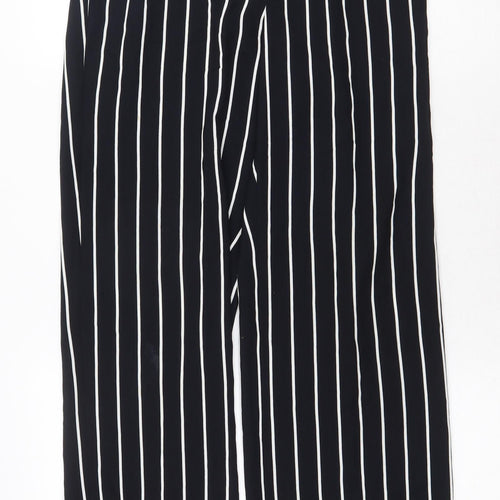 Liz Claiborne Womens Black Striped Polyester Trousers Size 8 Regular Zip