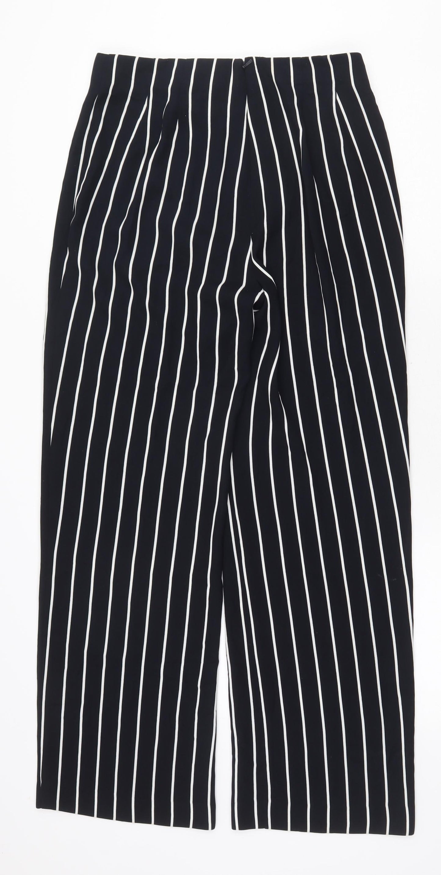 Liz Claiborne Womens Black Striped Polyester Trousers Size 8 Regular Zip