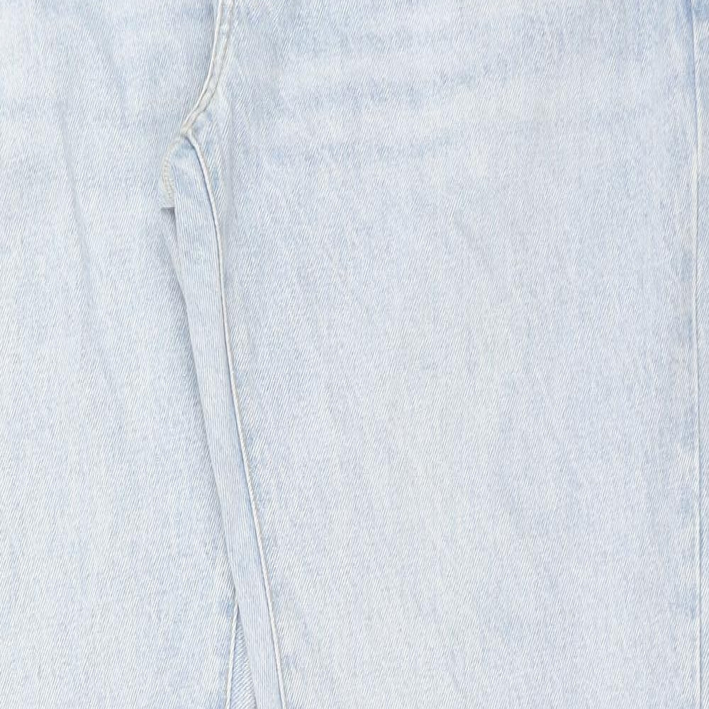 Marks and Spencer Mens Blue Cotton Straight Jeans Size 40 in L33 in Regular Button - Long Leg