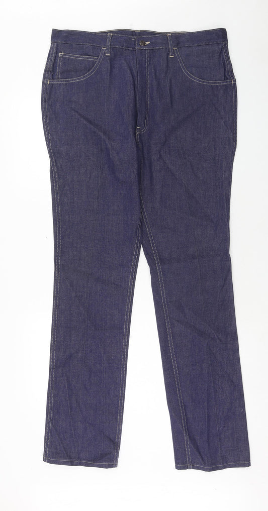 Preworn Mens Blue Cotton Straight Jeans Size 38 in L33 in Regular Button