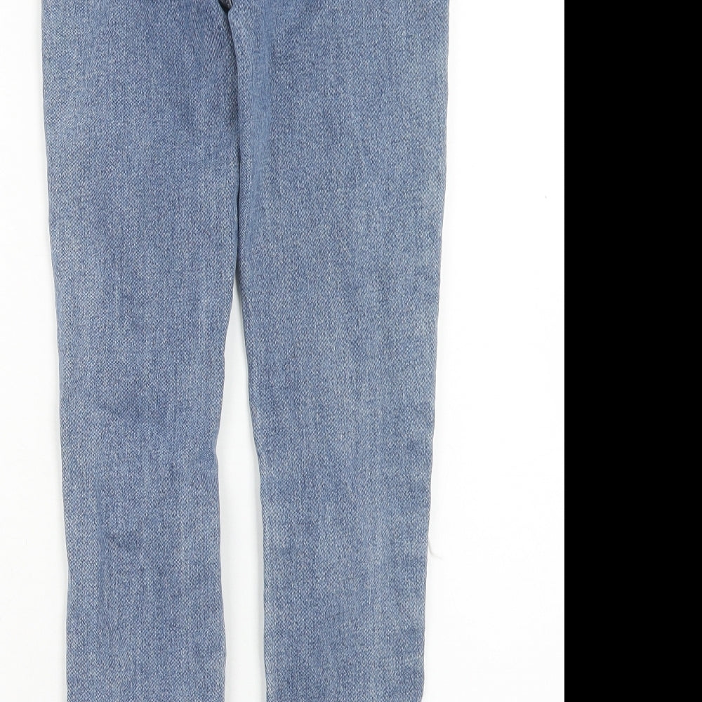Denim & Co. Girls Blue Cotton Skinny Jeans Size 12-13 Years Regular Zip - Distressed