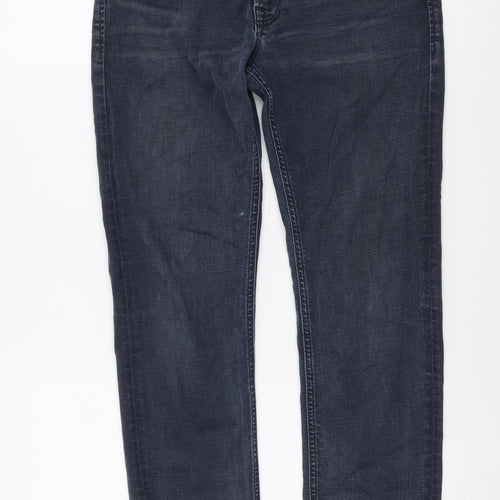 JACK & JONES Mens Blue Cotton Straight Jeans Size 30 in L27 in Regular Button