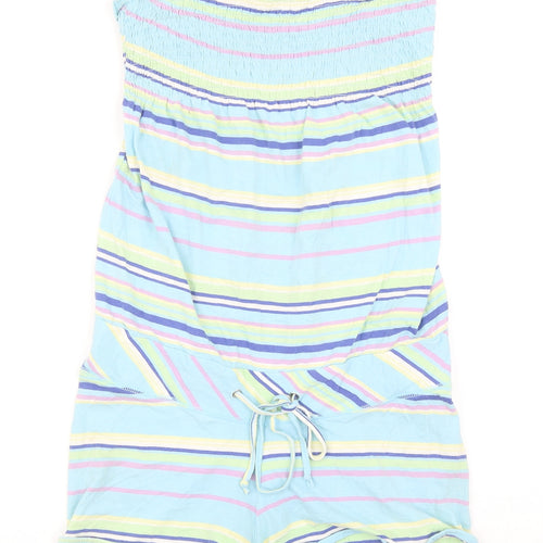 Just Jeans Girls Blue Striped Cotton Playsuit One-Piece Size S Pullover