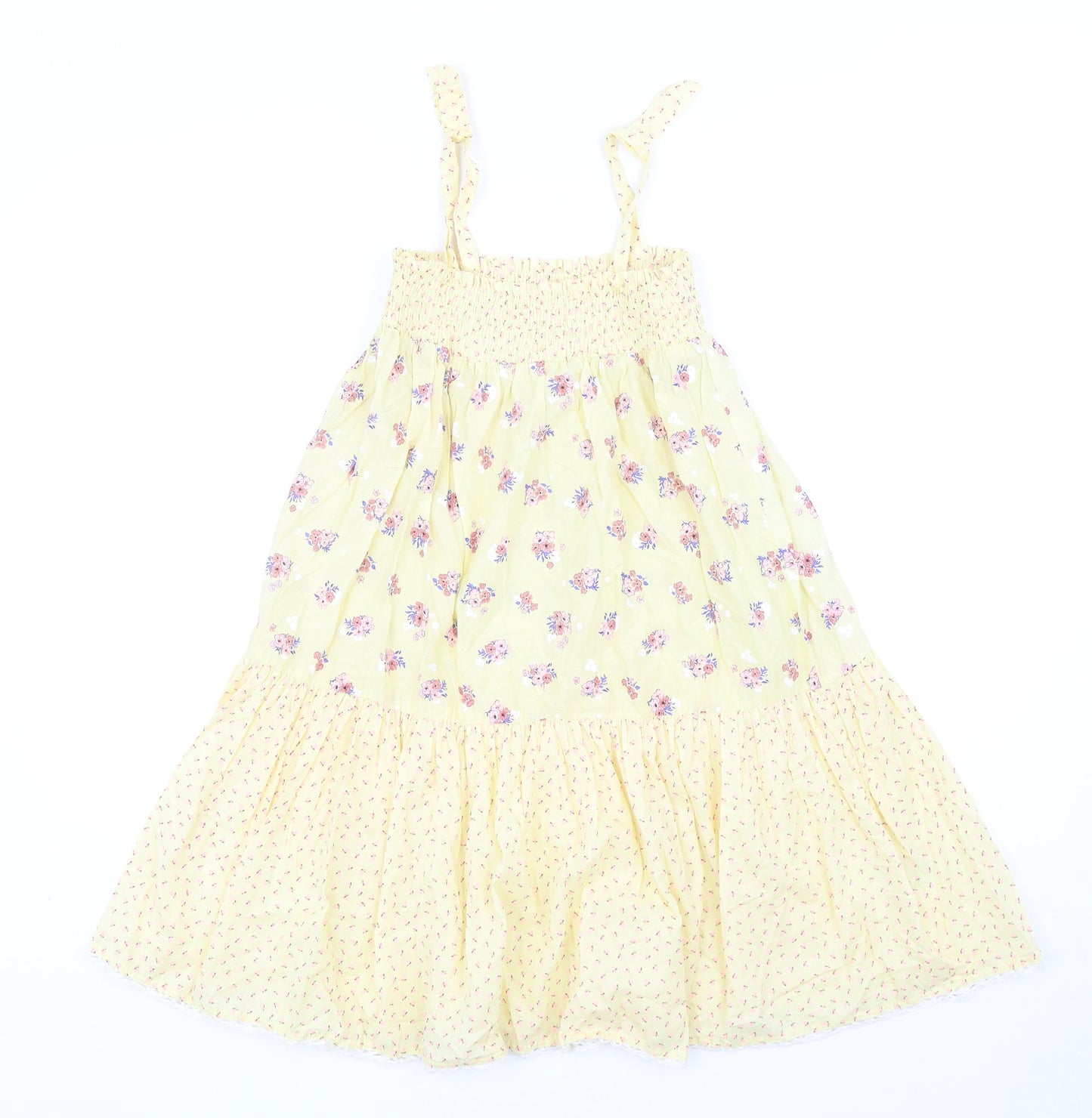 H&M Girls Yellow Geometric Cotton Trapeze & Swing Size 9-10 Years Square Neck Pullover
