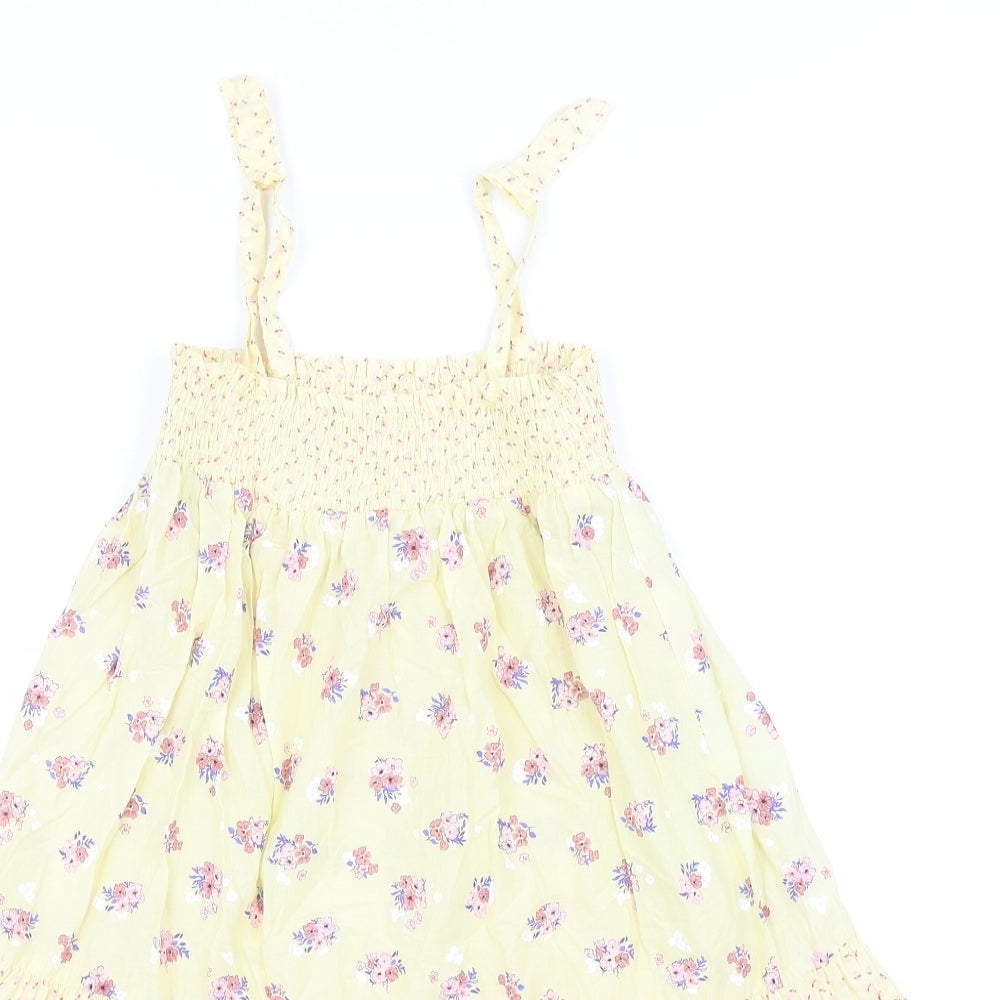 H&M Girls Yellow Geometric Cotton Trapeze & Swing Size 9-10 Years Square Neck Pullover