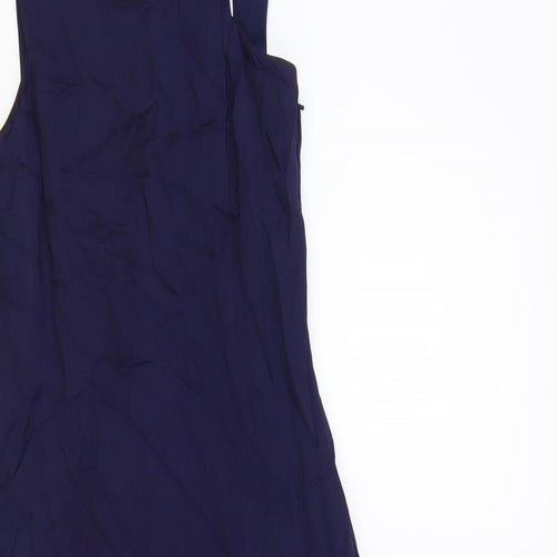Reiss Womens Blue Viscose A-Line Size 4 Boat Neck Zip - Lace Detail