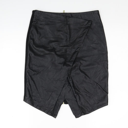 BiBA Womens Black Polyester A-Line Skirt Size 8 Zip
