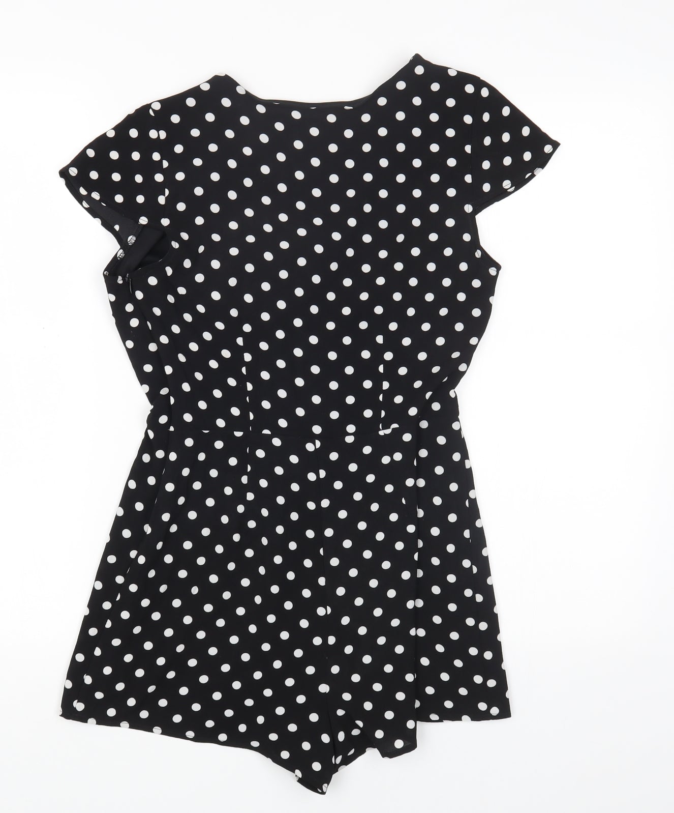 FOREVER 21 Womens Black Polka Dot Polyester Playsuit One-Piece Size S Zip