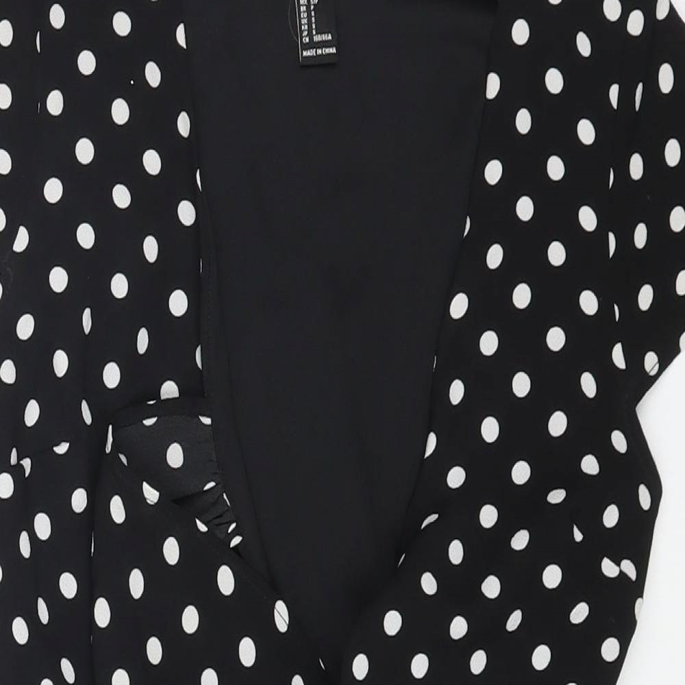 FOREVER 21 Womens Black Polka Dot Polyester Playsuit One-Piece Size S Zip