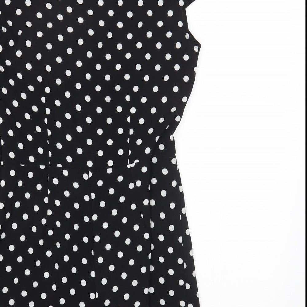 FOREVER 21 Womens Black Polka Dot Polyester Playsuit One-Piece Size S Zip