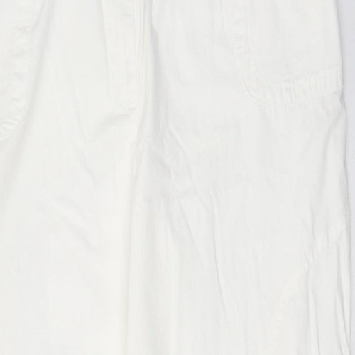 Savoir Womens White Cotton Trousers Size 20 Regular Zip