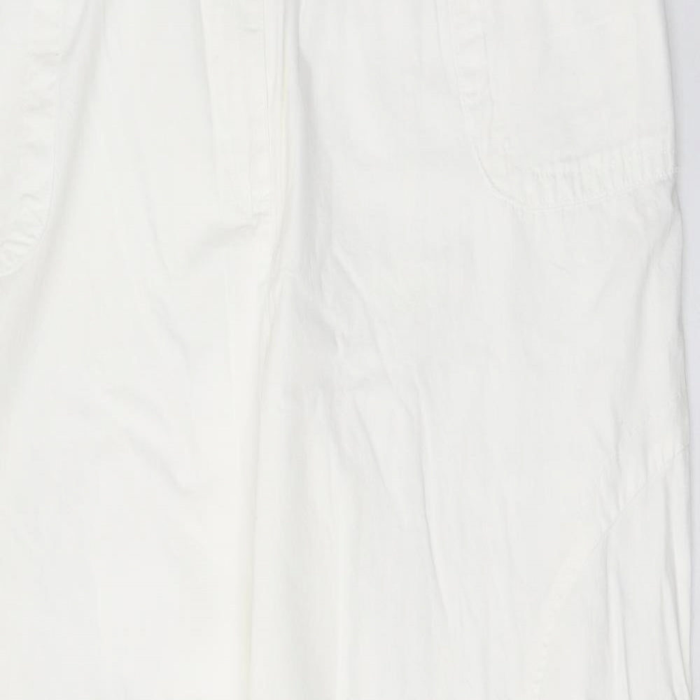 Savoir Womens White Cotton Trousers Size 20 Regular Zip