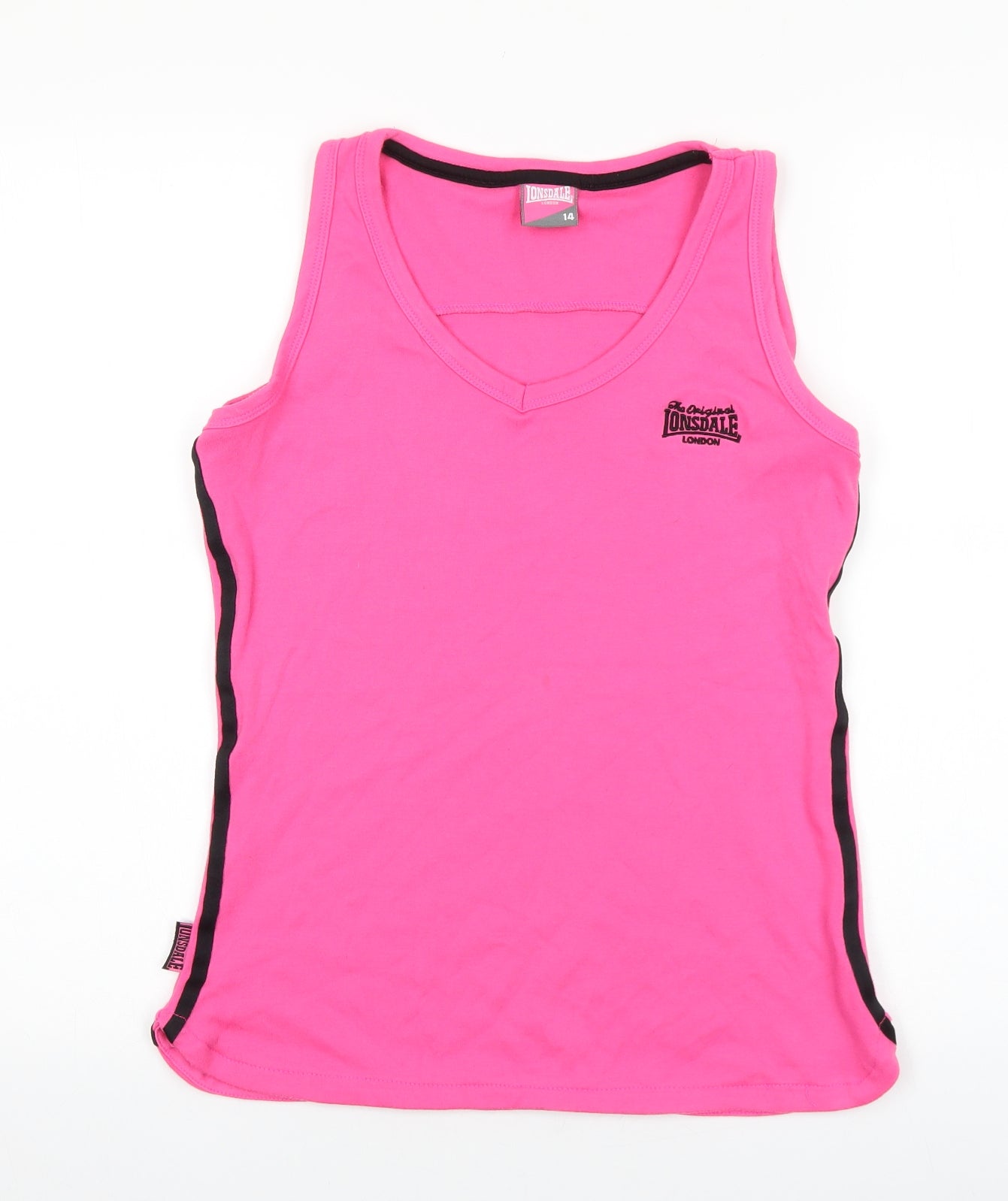 Lonsdale Womens Pink Polyester Basic Tank Size 14 V-Neck