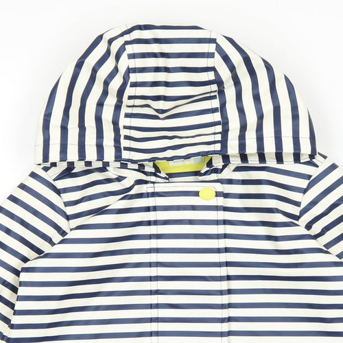 John Lewis Girls Blue Striped Rain Coat Jacket Size 2 Years Zip