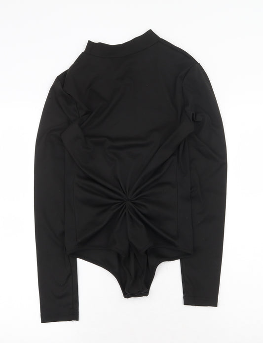 SheIn Womens Black Polyester Bodysuit One-Piece Size M Snap