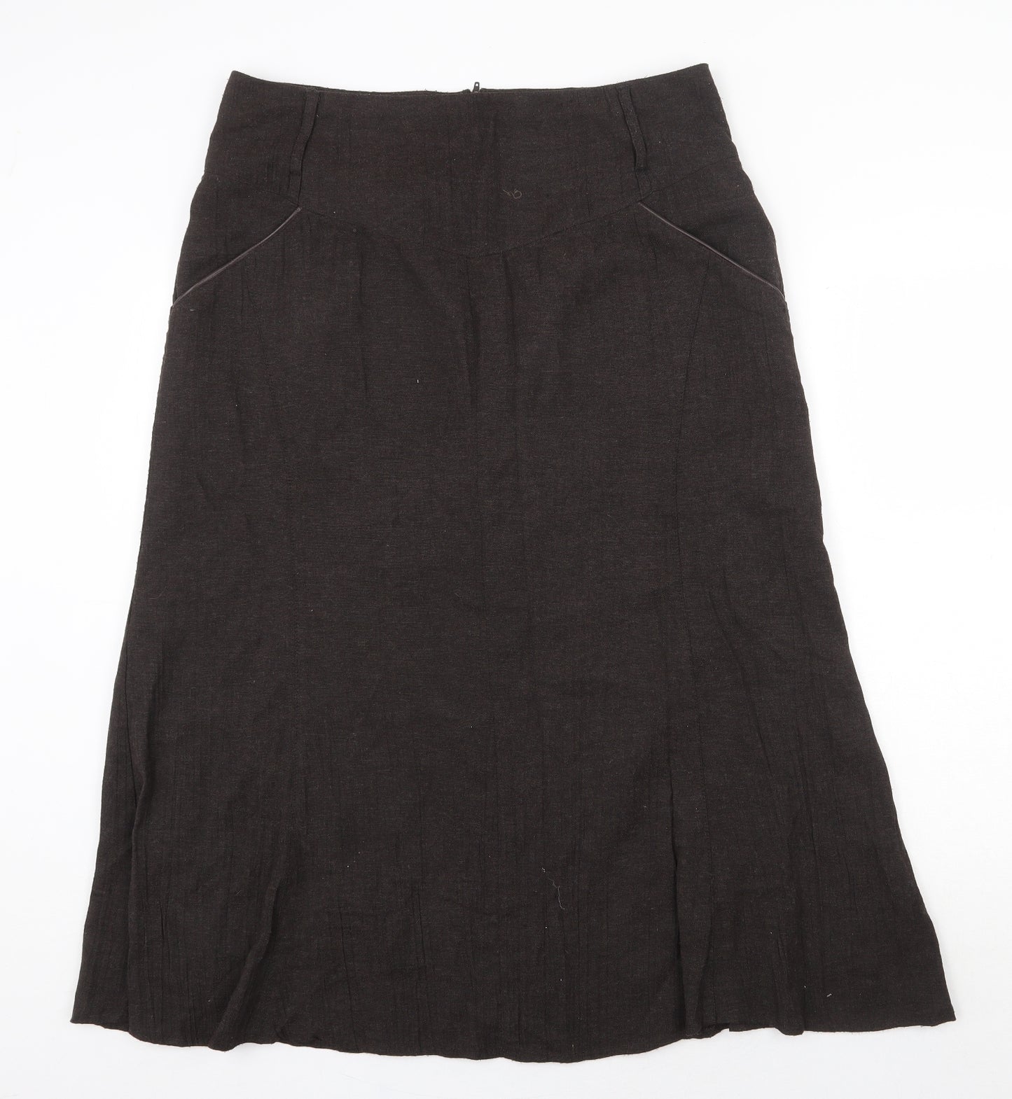 Steilmann Womens Brown Viscose Flare Skirt Size 16 Zip