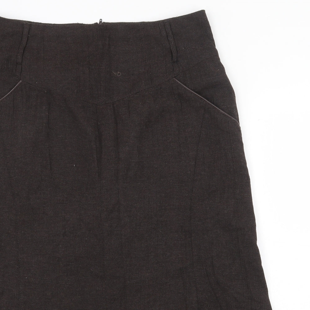 Steilmann Womens Brown Viscose Flare Skirt Size 16 Zip