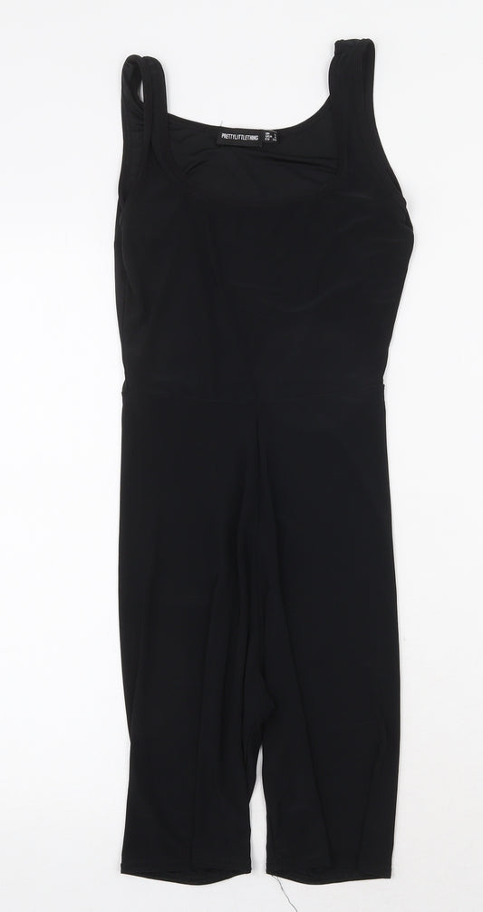 PRETTYLITTLETHING Womens Black Polyester Jumpsuit One-Piece Size 8 Pullover