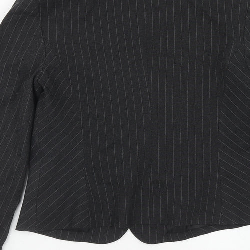 Full Circle Womens Grey Striped Jacket Blazer Size 10 Button