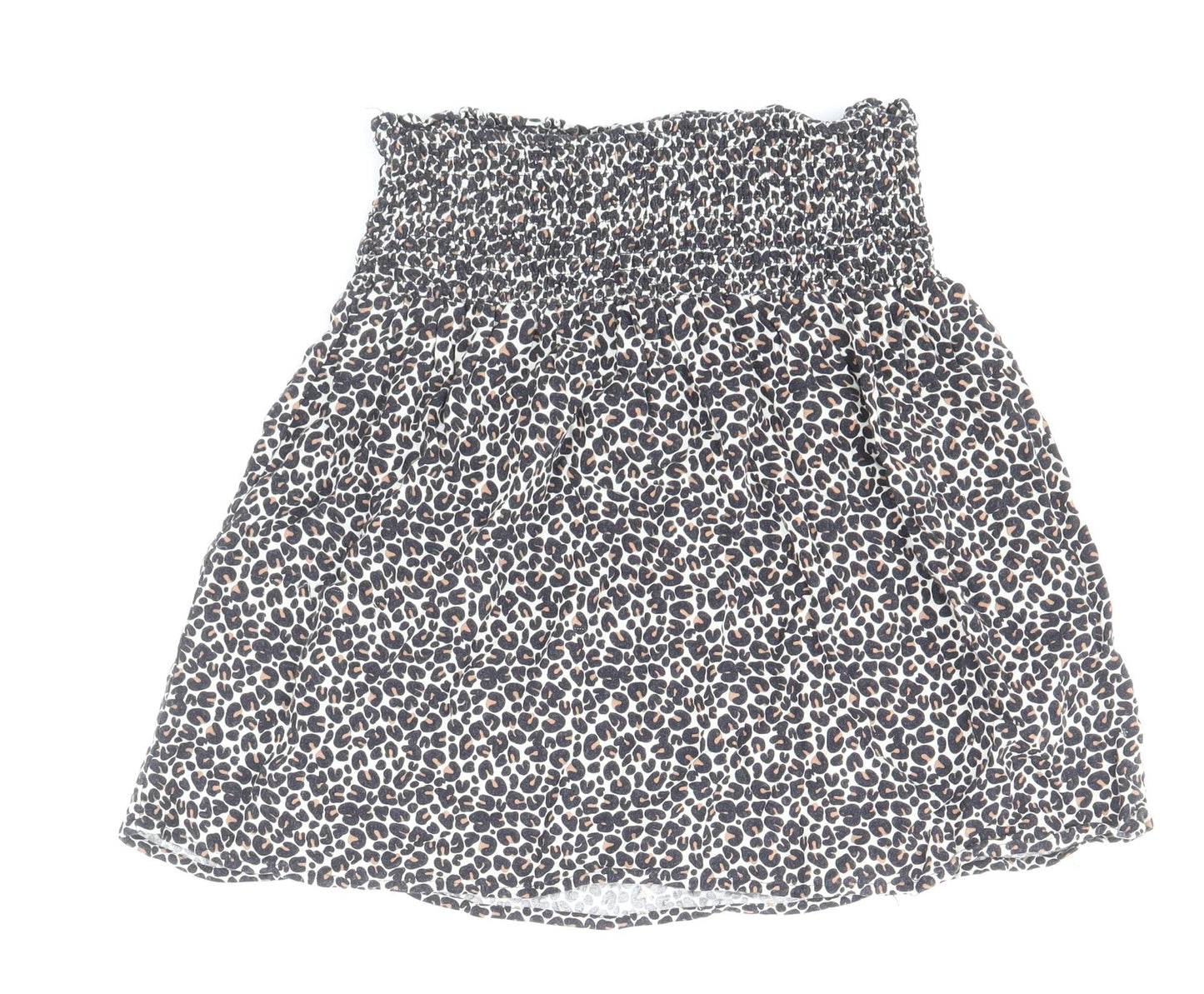 Primark Girls Brown Animal Print Viscose A-Line Skirt Size 12-13 Years Regular Pull On - Leopard Print