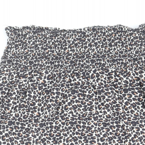 Primark Girls Brown Animal Print Viscose A-Line Skirt Size 12-13 Years Regular Pull On - Leopard Print